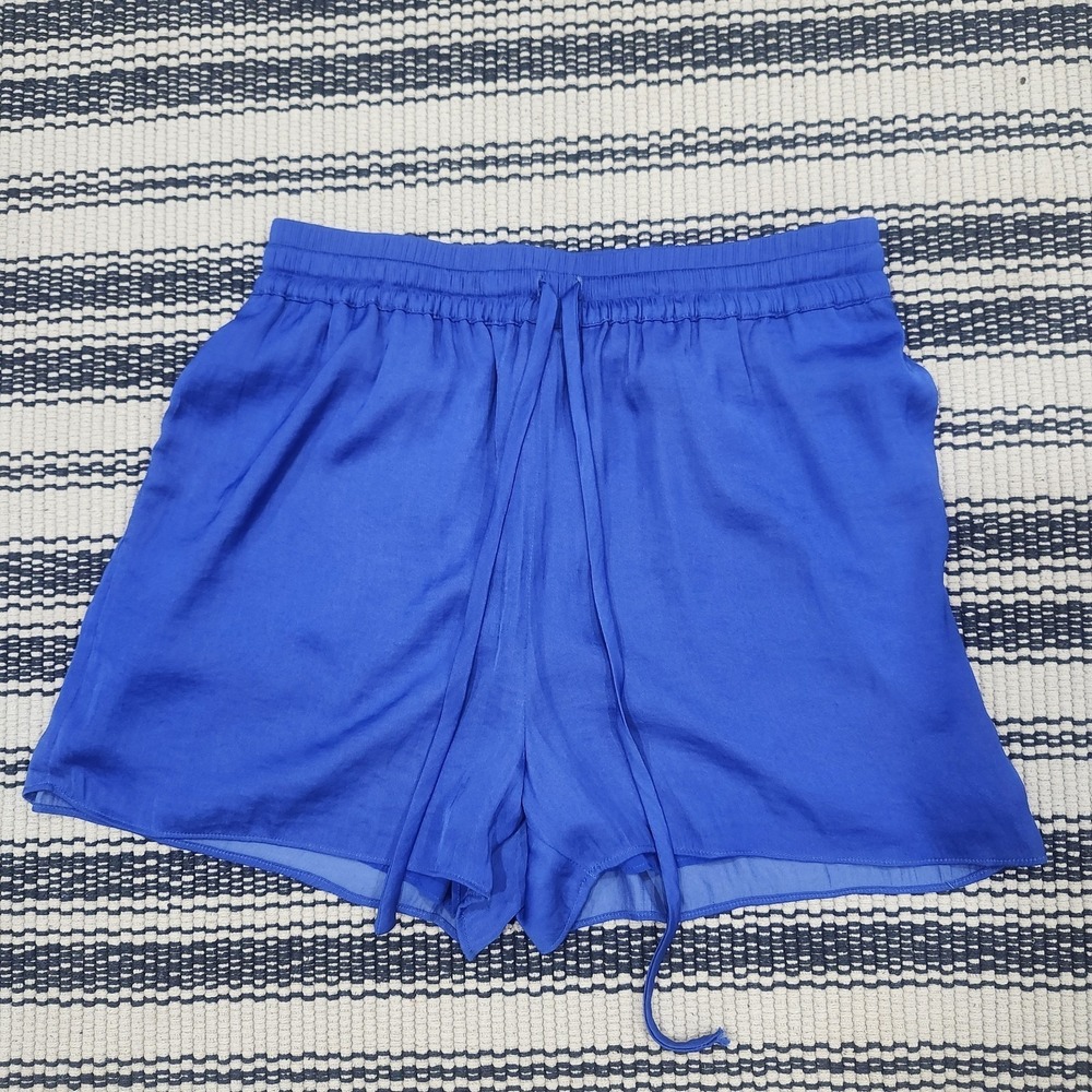Naked Zebra Womens Medium Blue Flowy Lined Shorts Elastic Waist Drawstring